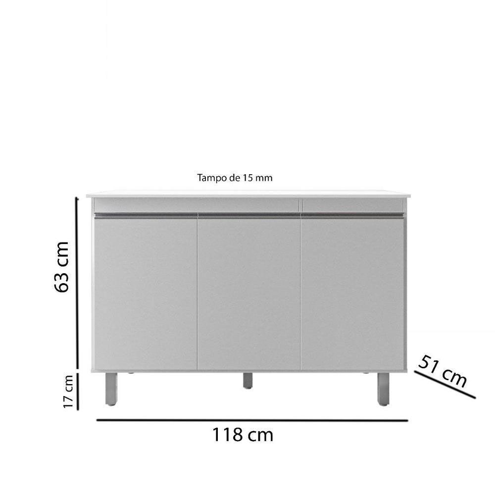 Balcão Gabinete De Pia Sem Tampo 120cm 3 Portas Malu - Nathan Móveis Cor Rustico - 5