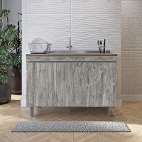 Balcão Gabinete De Pia Sem Tampo 120cm 3 Portas Malu - Nathan Móveis Cor Rustico - 1