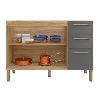 Balcão Cozinha Com Tampo E 2 Portas New Freijó Gris - 3