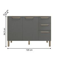 Balcão Cozinha Com Tampo E 2 Portas New Freijó Gris - 4