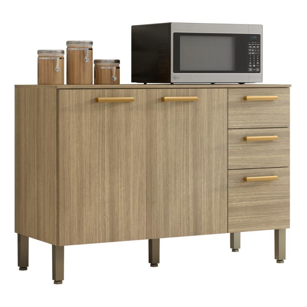 Balcão Sem Tampo Com 3 Portas E 2 Gavetas Dortmund Freijó - 1