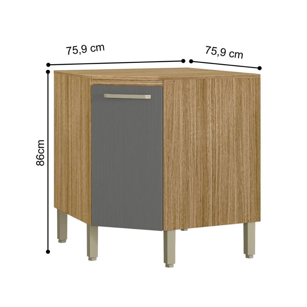 Balcão De Canto Com Tampo Calgary Freijó Gris - 3