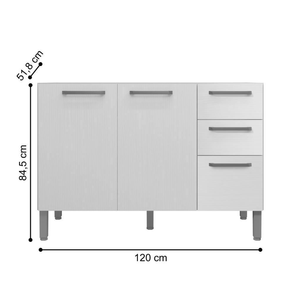 Balcão com Tampo e 2 Portas Riga Branco Supremo - 4