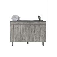 Balcão Gabinete De Pia Sem Tampo 120cm 3 Portas Manu - Ajl Móveis Cor Rustico - 1