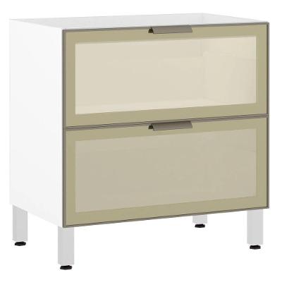Balcão De Cozinha Sem Tampo 80cm 1 Porta Basculante 1 Gavetão Com Vidro Reflecta Bronze Luciane