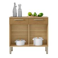 Balcão de Cozinha com 2 Portas Nantes Freijó Supremo Ripado - 3