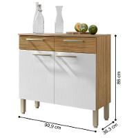 Balcão de Cozinha com 2 Portas Nantes Freijó Supremo Ripado - 4