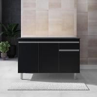 Balcão Gabinete De Pia Sem Tampo 120cm 3 Portas Pop - Nathan Móveis Cor Preto - 1