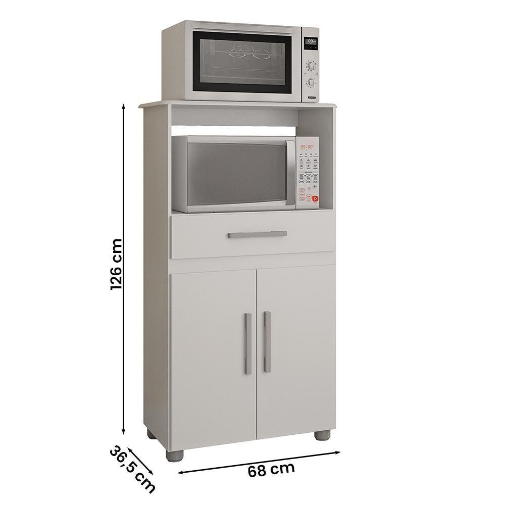 Armario Multiuso Havana New Cozinha Com 2 Portas E 1 Gaveta Branco Branco - 2