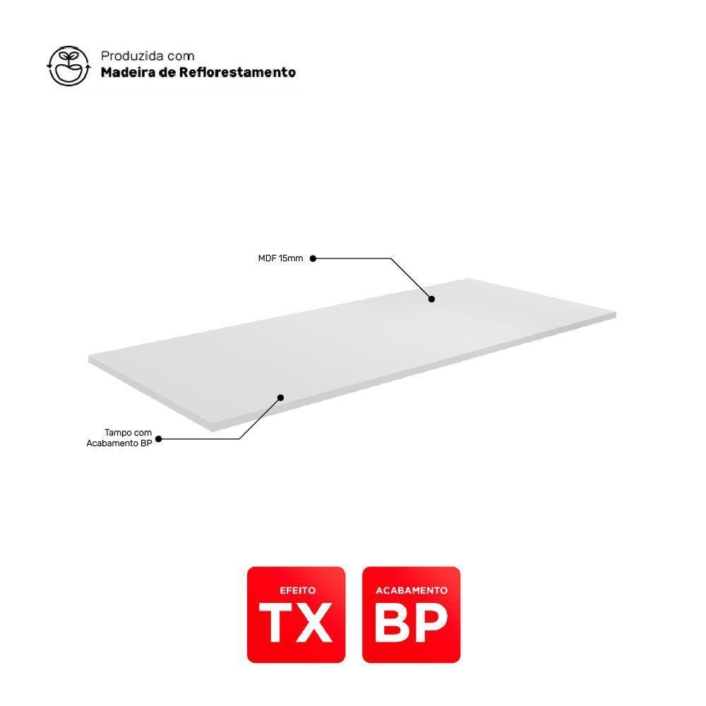 Balcão Buffet Gabinete De Cozinha Lux 120cm 100% Mdf Com Tampo 03 Portas Branco - Desk Design - 7