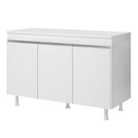 Balcão Buffet Gabinete De Cozinha Lux 120cm 100% Mdf Com Tampo 03 Portas Branco - Desk Design - 2