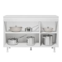 Balcão Buffet Gabinete De Cozinha Lux 120cm 100% Mdf Com Tampo 03 Portas Branco - Desk Design - 3
