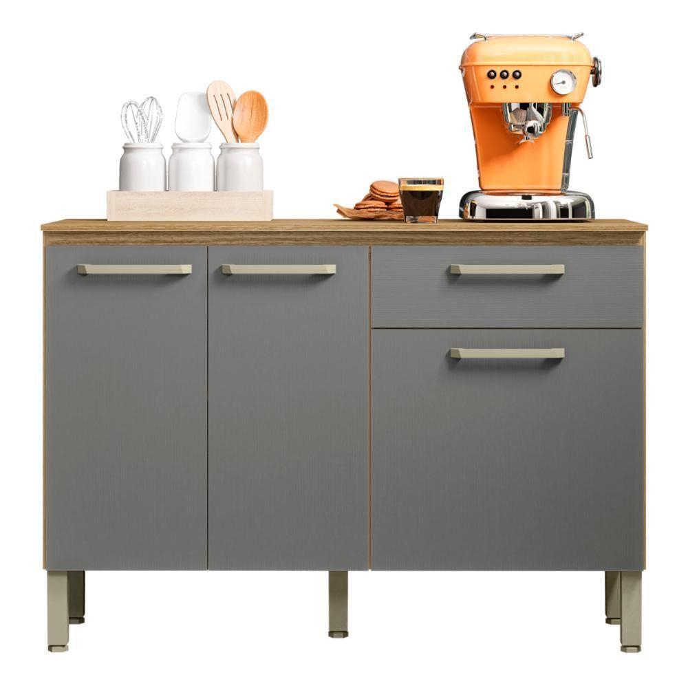 Balcão Cozinha 2 Portas E 2 Gavetas York Freijó Gris - 1