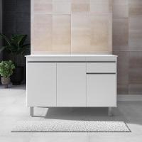 Balcão Gabinete De Pia Sem Tampo 120cm 3 Portas Pop - Nathan Móveis Cor Branco - 3