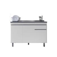 Balcão Gabinete De Pia Sem Tampo 120cm 3 Portas Pop - Nathan Móveis Cor Branco