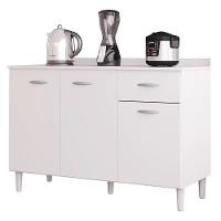 Balcão De Cozinha Sem Tampo 3 Portas 1 Gaveta 120cm - Poquema Cor Branco - 1