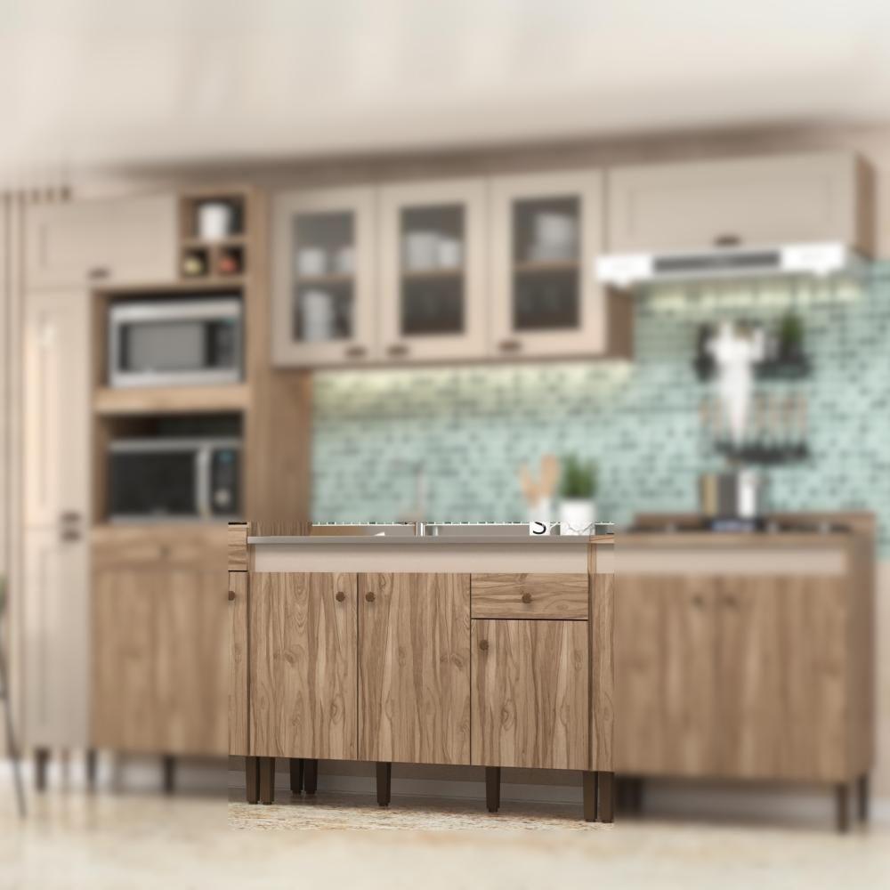 Balcão 120 Cm Co11203 Veneza Carvalho Oak Cristalo Decibal - 4