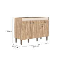 Balcão 120 Cm Co11203 Veneza Carvalho Oak Cristalo Decibal - 2