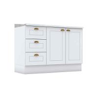 Balcão de Cozinha Americana p/ Pia 3 Gavetas e 2 Portas c/Tampo 120cm Branco - Henn - 1