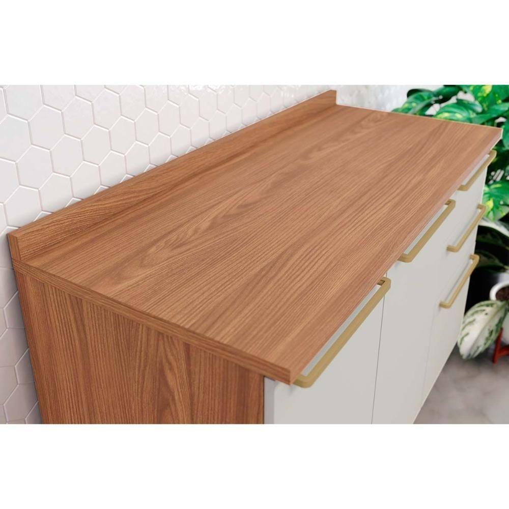 Balcão de Cozinha Requinte p/ Pia 3 Portas e 2 Gavetas c/Tampo 120cm Nature/Areia - Henn - 3