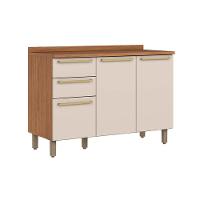 Balcão de Cozinha Requinte p/ Pia 3 Portas e 2 Gavetas c/Tampo 120cm Nature/Areia - Henn - 1