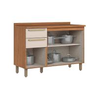 Balcão de Cozinha Requinte p/ Pia 3 Portas e 2 Gavetas c/Tampo 120cm Nature/Areia - Henn