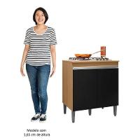 Balcão De Cozinha Para Cooktop Com Tampo Andréia Amêndoa Preto - 2