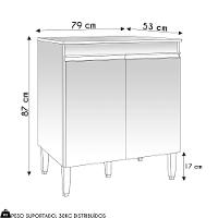 Balcão De Cozinha Para Cooktop Com Tampo Andréia Amêndoa Preto - 3
