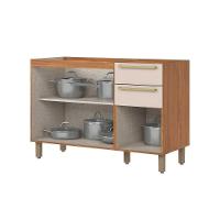 Balcão de Cozinha Requinte c/ 3 Portas e 2 Gavetas s/Tampo 120cm Nature/Areia - Henn