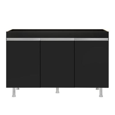 Balcão Buffet Gabinete De Cozinha Lux 119cm 100% Mdf Sem Tampo 03 Portas Preto - Desk Design