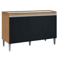 Balcão De Pia Para Cozinha 120 Cm Kadu 3 Portas Amêndoa-preto - 1