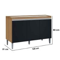 Balcão De Pia Para Cozinha 120 Cm Kadu 3 Portas Amêndoa-preto - 5