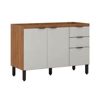 Gabinete de Cozinha Modulado Firenze 3 Portas e 2 Gaveta s/ Tampo p/Pia 120cm Amendola/Nude Prime TX - Demóbile