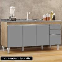 Balcão Gabinete 160cm Sem Tampo 4 Portas 2 Gavetas Arkansas Castanho/cinza - Lumil Móveis - 6