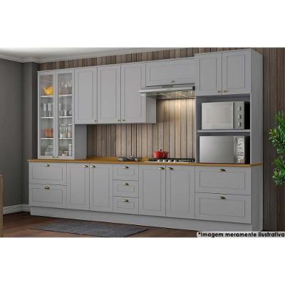 Balcão de Cozinha Americana 2 Portas c/Tampo 80cm Cinza - Henn