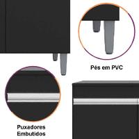 Balcão De Pia Para Cozinha 120 Cm Kadu 3 Portas Preto - 5