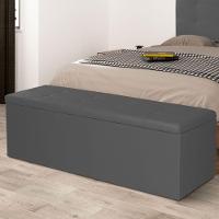 Calçadeira Recamier Baú Casal 1,40m Berlim Suede - Pallazio Cor Cinza - 2