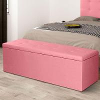 Calçadeira Recamier Baú Solteiro 0,90m Berlim Suede - Pallazio Cor Rosa - 5