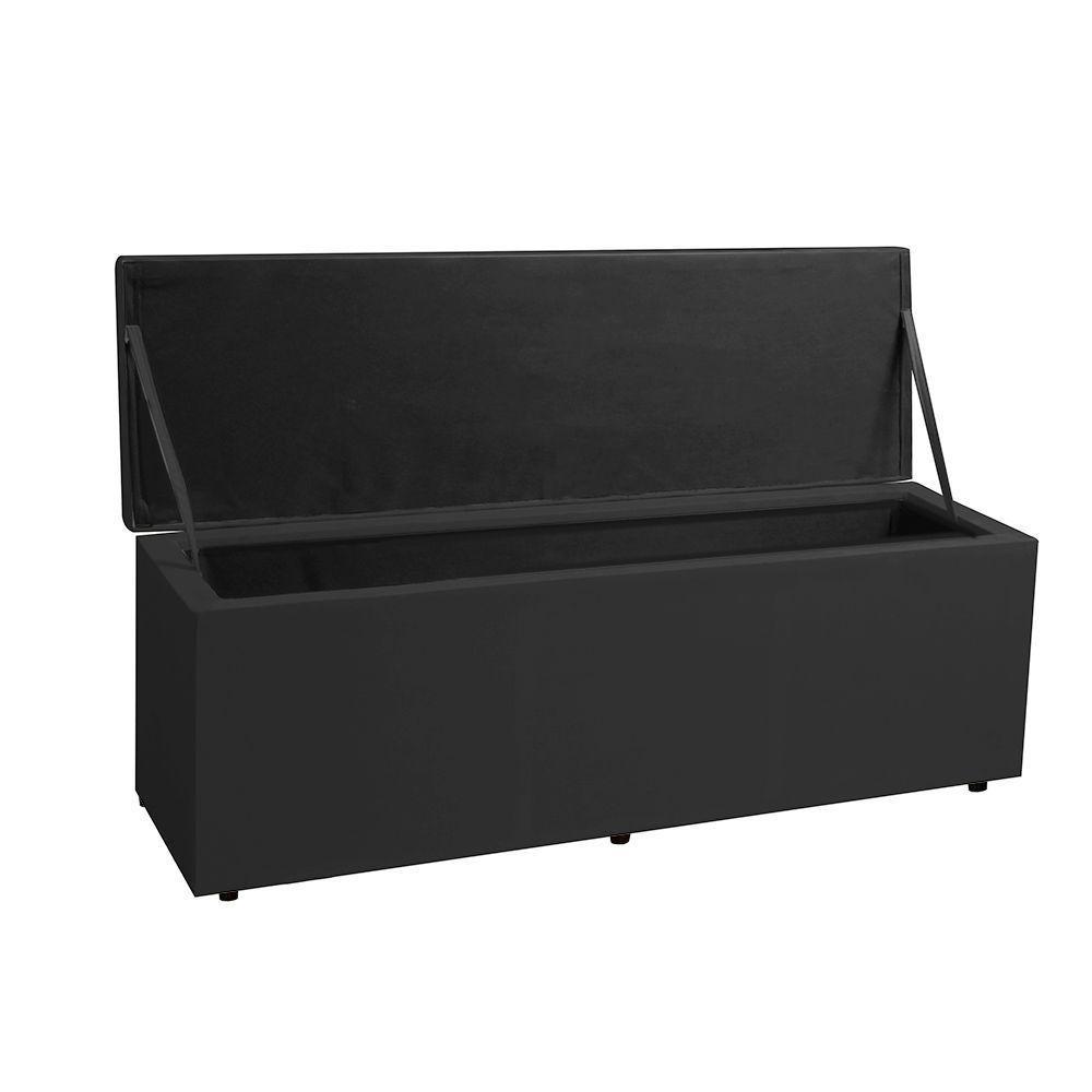 Calçadeira Recamier Baú King 1,95m Berlim Suede - Pallazio Cor Preto - 2