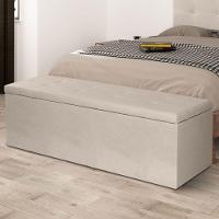 Calçadeira Recamier Baú Solteiro 0,90m Berlim Suede - Pallazio Cor Bege - 5