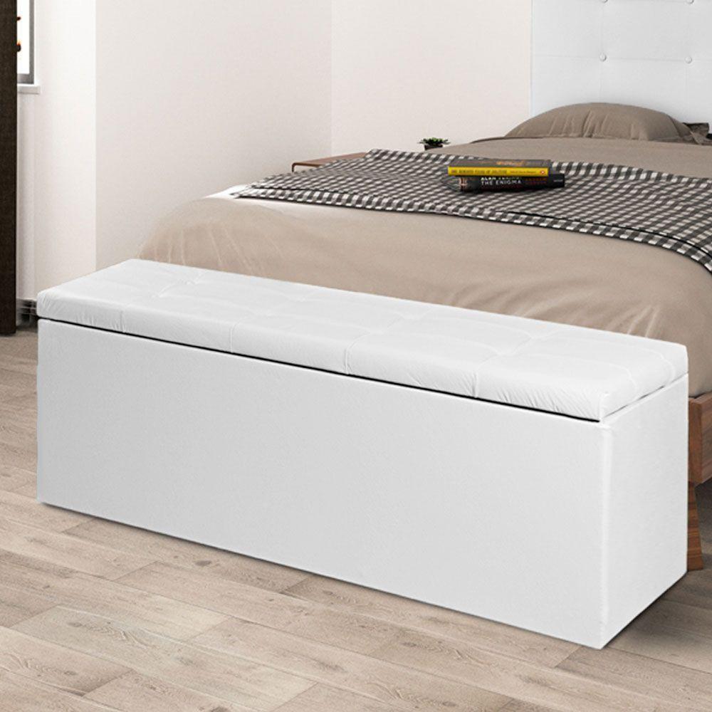 Calçadeira Recamier Baú Queen 1,60m Berlim Corano Branco - 4