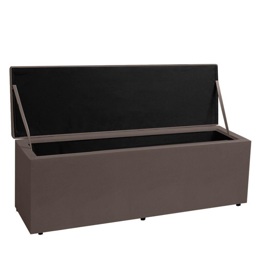 Calçadeira Recamier Baú Queen 1,60m Berlim Suede Marrom - Pallazio - 3