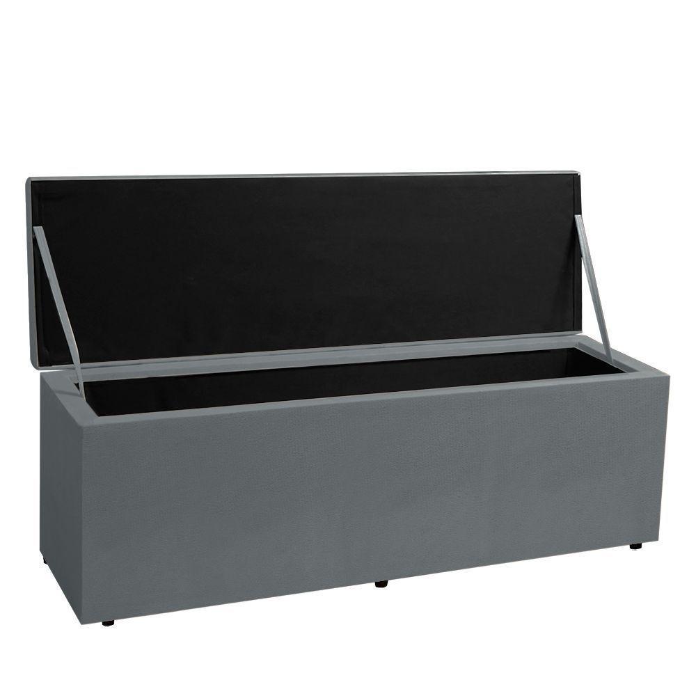 Calçadeira Recamier Baú King 1,95m Berlim Suede - Pallazio Cor Cinza - 3