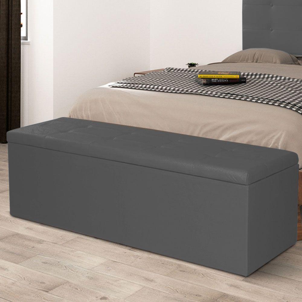 Calçadeira Recamier Baú King 1,95m Berlim Suede - Pallazio Cor Cinza - 5