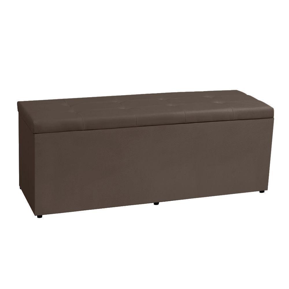 Calçadeira Recamier Baú King 1,95m Berlim Suede Marrom - Pallazio - 1