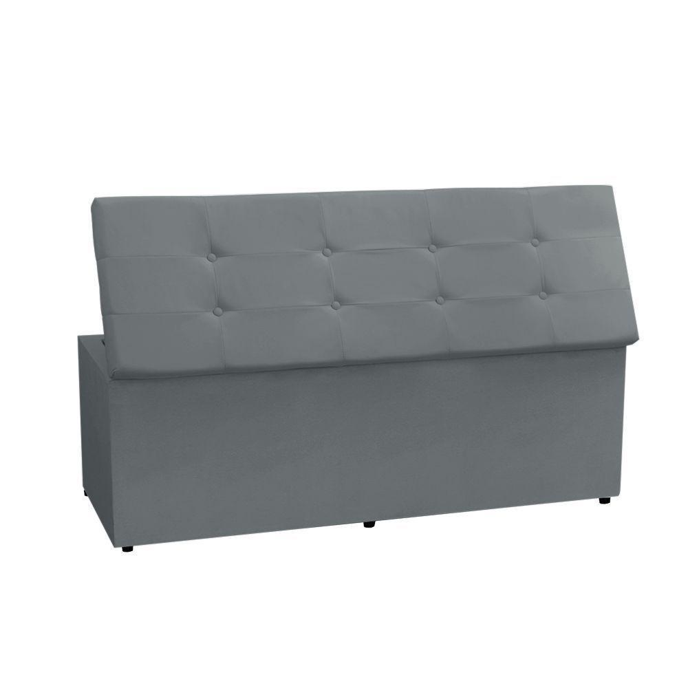 Calçadeira Recamier Baú Solteiro 0,90m Berlim Suede - Pallazio Cor Cinza - 4