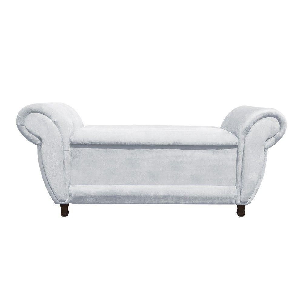 Recamier Com Baú Itália Namoradeira Calçadeira Suede Cinza - 1