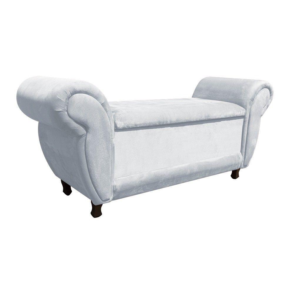 Recamier Com Baú Itália Namoradeira Calçadeira Suede Cinza - 6