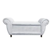 Recamier Com Baú Itália Namoradeira Calçadeira Suede Cinza - 1