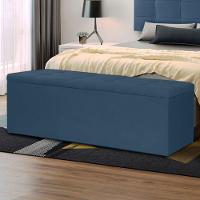 Calçadeira Recamier Baú Queen 1,60m Berlim Suede Azul Marinho - Pallazio - 5
